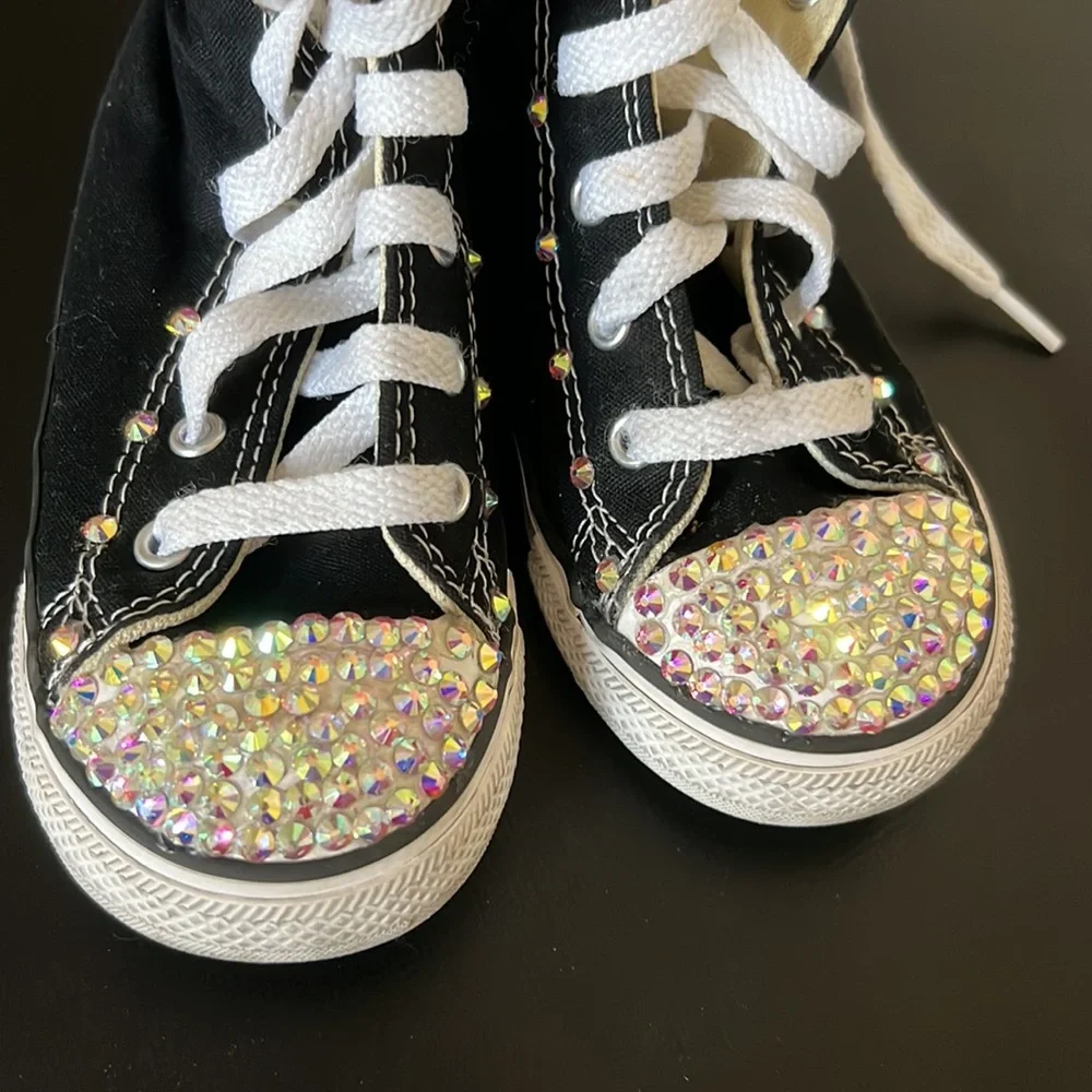 Converse: Custom blinged out Converse All Stars. High top. Kids size 9